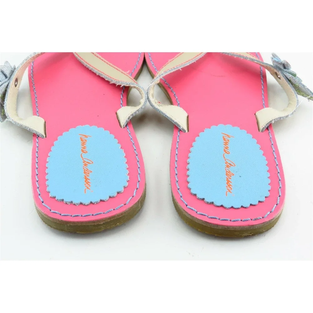 Hanna Andersson Girls Flip Flops Size‎ 34 Pink Leather Sandals Casual